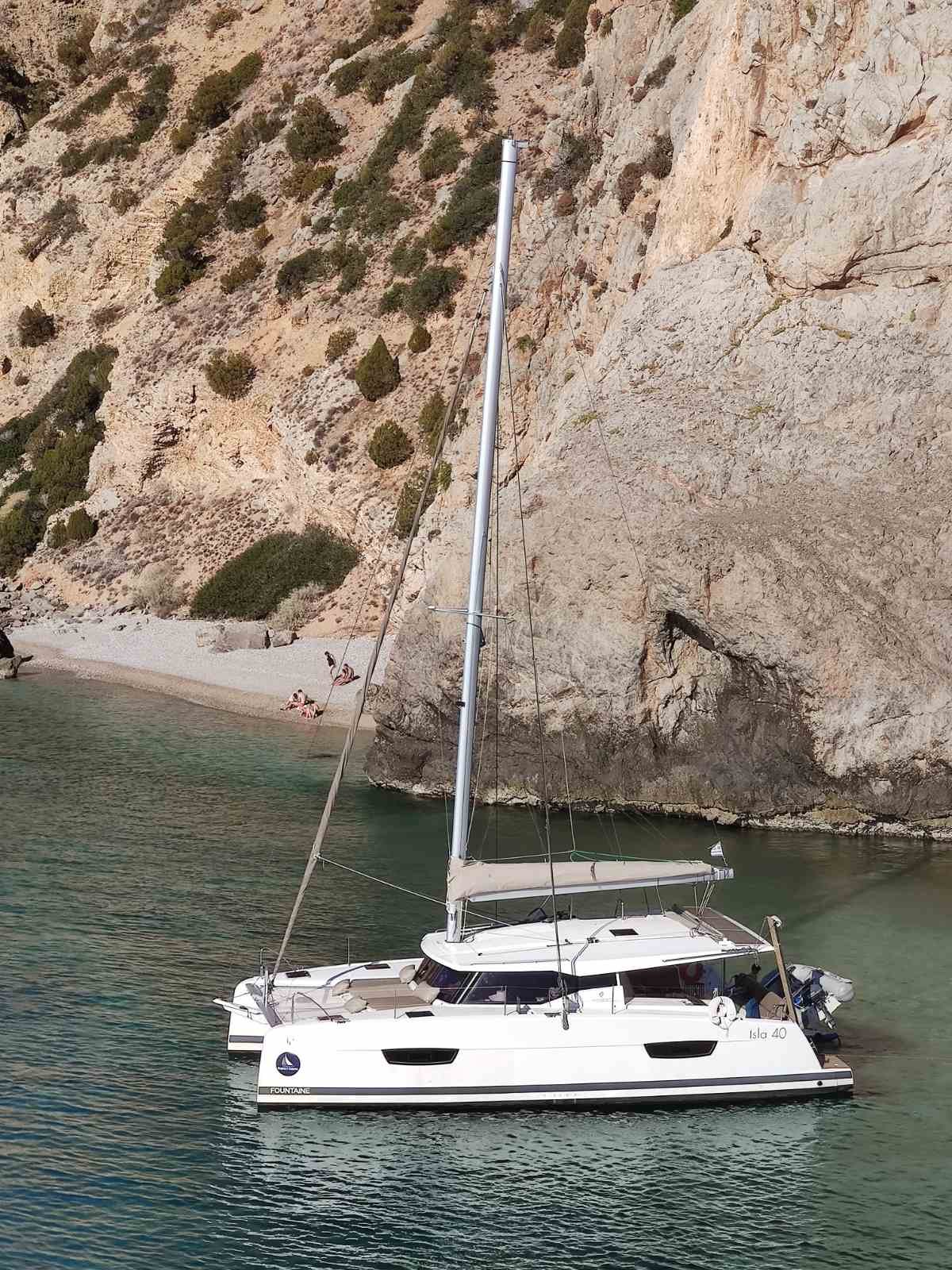 Isla 40 catamaran charter Greece skipper Dimitar